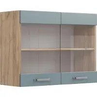 Vicco R-Line Glazen keukenkast – 80 cm Blauw-grijs