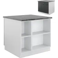 Vicco Keukeneiland Fame-Line Antraciet landhuis/wit 90 cm met lade, zonder werkblad, Model 38709