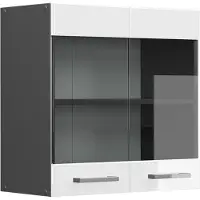 Vicco R-Line Glazen keukenkast – 60 cm Wit Hoogglans