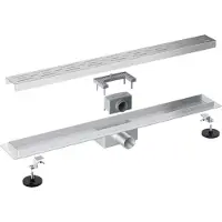FortiFura Galeria douchegoot - 90cm - met rooster - met vloerflens - PVD - geborsteld RVS SW679911/SW679918