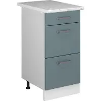 Vicco R-Line Keukenonderkast – 40 cm met laden, met marmeren werkblad Blauw-grijs