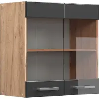 Vicco R-Line Glazen keukenkast – 60 cm Antraciet Hoogglans