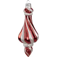 Clayre & Eef Kerstbal Overig Ø 7x18 cm Rood Wit Glas Kerstballen