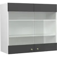 Vicco Fame-Line Glazen keukenkast – 80 cm Antraciet-goud