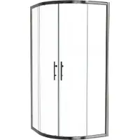 Linie Cadiz douchehoek met hoekinstap met dubbel schuifdeur kwartrond 90 x 90 cm helder glas Brushed Chrome profiel