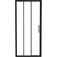 Linie Cadiz driedelige douche schuifdeur 90 cm x 190 cm Helder glas mat zwart profiel