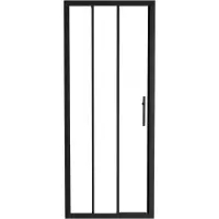 Linie Cadiz driedelige douche schuifdeur 80 cm x 190 cm Helder glas mat zwart profiel