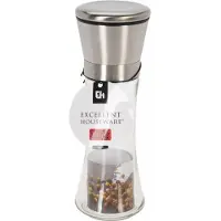 Excellent houseware Zoutmolen - glas/rvs - Instelbare maalgraad - keramische maler - Zout - Peper en zoutstel