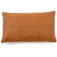 Bazar Bizar The six panel leather cushion cover camel 30x50