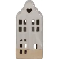 Clayre & Eef Theelichthouder Huis 11x10x23 cm Beige Keramiek