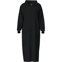 Pieces Hoodie Midi Dress - Loungewear Dress - Katoenen dik extra lang nachthemd - Zwart / S