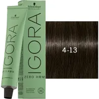 Schwarzkopf Haarverven Igora Zero Amm Cendrés & CoolsPermanent Color Cream 4-13 Middenbruin Cendré Mat