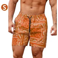 Universeel Bovista Zwembroek Heren - Zwem Broek Mannen - Badkleding - Zwemmen - Jongens - Swimming Shorts - Zomerbroek - Met Zakken - Rood Oranje - Maat S