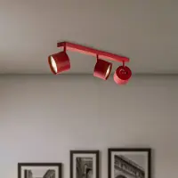 Argon Plafondspot Chloe verstelbaar 3-lamps, rood , dimbaar, rood, Woon-/ Eetkamer, metaal, Modern