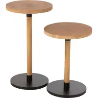 J-Line Set of 2 side tables ron mdf/pinewood natural black