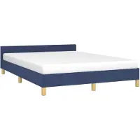 vidaXL Bedframe met hoofdeinde zonder matras 140x190 cm stof blauw