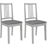 vidaXL Eetkamerstoelen met kussens 2 st massief hout grijs