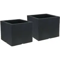 Pro Garden Plantenpot/bloempot - 2x - Tuin buiten - kunststof - antraciet - 40 x 40 x 33 cm - Plantenpotten