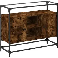 vidaXL Dressoir met glazen blad 98x35x81 cm hout gerookt eikenkleurig
