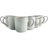 OTIX Koffiekopjes - Met Oor - Set van 6 - Koffietassen Groot - Theemok - 420ML - Aardewerk - BEECH