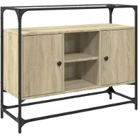 vidaXL Dressoir met glazen blad, Sonoma-eikenlook, 98x35x81 cm, houtvezel