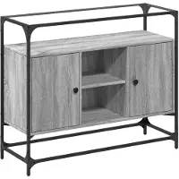 vidaXL Dressoir met glazen blad, grijs Sonoma, 98x35x81 cm, houtvezel