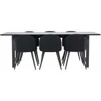 Ebuy24 Oslo eethoek eetkamertafel 100x220cm zwart en 6 Skagen stoel velours zwart.