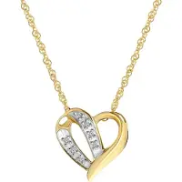 Diamond Luxury Geelgouden ketting met hanger hart met diamant