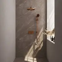Brauer Edition Inbouw Doucheset - Ronde Handdouche - 30cm Hoofdouche - Rechte Wandarm - Glijstang - Geborsteld Koper PVD - Messing - Kranen, - Kranen, Douchekranen, Douchesets, Inbouw douchesets