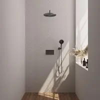 Brauer Edition Inbouw Doucheset - Ronde Handdouche - 30cm Hoofdouche - Gebogen Wandarm - Wandsteun - Geborsteld Gunmetal PVD - Messing - Kranen, - Kranen, Douchekranen, Douchesets, Inbouw douchesets
