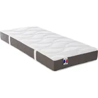 Vente-unique Elektrisch decoratief relaxbed met noppen + matras van 100% latex met 3 zones - 2 x 90 x 200 cm - Stof - Grijs - JOFAR van YSMÉE L 200 cm x H 18 cm x D 80 cm