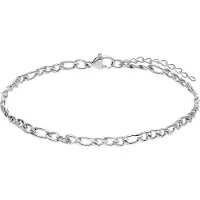 Lucardi Dames Stalen armband figaro 4mm - Armband - Staal - Zilver - 22 cm