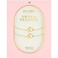 Lucardi Dames Stalen goldplated armbanden Moeder/Dochter hart - Armband - Staal - Goudkleurig - 20 cm