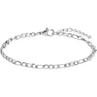 Lucardi Dames Stalen armband figaro 3mm - Armband - Staal - Zilver - 22 cm
