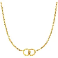 Lucardi Dames Stalen goldplated ketting met 2 cirkels - Ketting - Staal - Goudkleurig - 47 cm