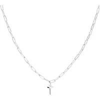 Lucardi Dames Stalen ketting closed forever met letter T - Ketting - Staal - Zilverkleurig - 47 cm
