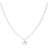 Lucardi Dames Stalen ketting closed forever met letter W - Ketting - Staal - Zilverkleurig - 47 cm