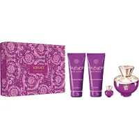 Versace Dylan Purple pour Femme Giftset - 100 ml eau de parfum spray + 5 ml eau de parfum tasspray + 100 ml showergel + 100 ml bodylotion - cadeauset voor dames