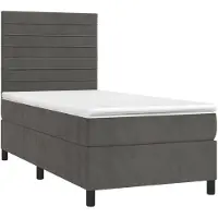 vidaXL Boxspring met matras fluweel donkergrijs 90x190 cm