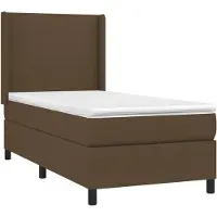 vidaXL Boxspring met matras stof donkerbruin 100x200 cm