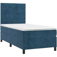 vidaXL Boxspringbed met matras en LED-verlichting, donkerblauw, 90x200 cm, fluweel