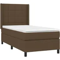 vidaXL Boxspring met matras en LED stof donkerbruin 100x200 cm
