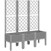 vidaXL Plantenbak met latwerk 120x40x142 cm polypropeen lichtgrijs