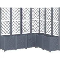 vidaXL Plantenbak met latwerk 160x120x140 cm polypropeen blauwgrijs