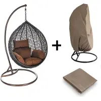 HOME DELUXE Hangstoel Polyrattan CIELO - Met regenhoes + kussens