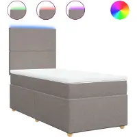 vidaXL Boxspring met matras stof taupe 90x200 cm