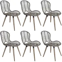 vidaXL Eetkamerstoelen 6 st natuurlijk rattan bruin