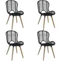 vidaXL Eetkamerstoelen 4 st natuurlijk rattan zwart