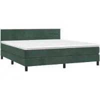 vidaXL Boxspring met matras en LED fluweel donkergroen 180x200 cm