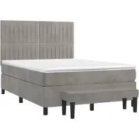 vidaXL Boxspringbed met matras, lichtgrijs, 140x190 cm, fluweel